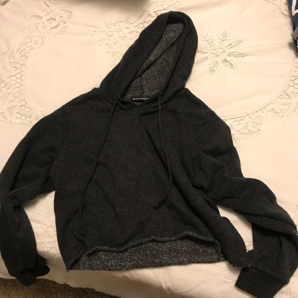 charcoal grey cropped brandy melville hoodie